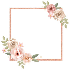 Floral square frame design element