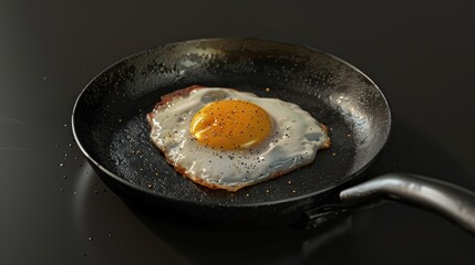 Fried egg on frying pan AI generated