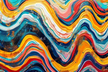 Multicolored melodies. Abstract waves of creativity - obrazy, fototapety, plakaty