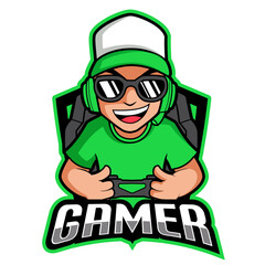 Gamer mascot cartoon vector illustration