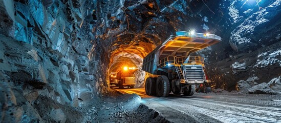 Gold Mine Workers Strengthen Underground Tunnels for Safety and Stability - obrazy, fototapety, plakaty
