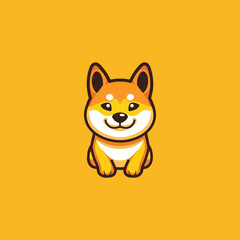 cute kawaii shiba inu dog animal pet vector illustration template design