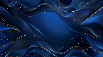 Blue Abstract Background with Luxury Golden Elements Vector Illustration