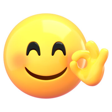 OK smiley emoji  png sticker, 3D rendering transparent background