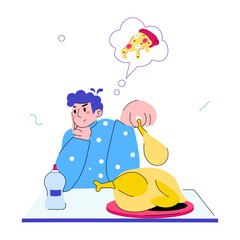 Customizable doodle mini illustration of pizza craving 