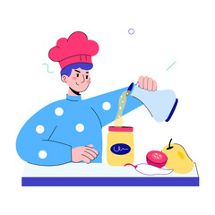 Here’s a doodle mini illustration of chef making pickle 