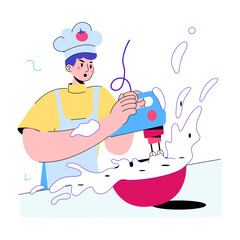 Here’s a doodle mini illustration of a messy chef 