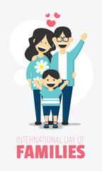 International Day of Families poster with a family laughing happily together