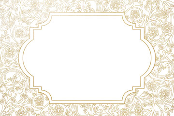 Gold flower patterned png frame, transparent background