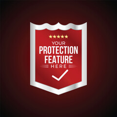 Red Shield for protection template with modern vector style with a combination of stars