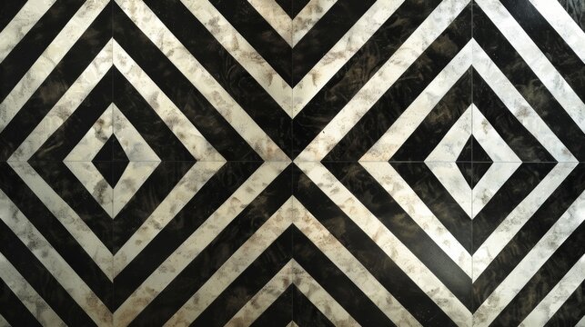 The final panel showcases a bold and dynamic pattern with repeating diamonds and zigzags in shades of black and silver. The sharp edges and metallic sheen give the panels a modern .