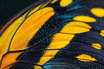 Crédence de cuisine en verre imprimé Papillons en grunge Butterfly Wing Macro. Macro shot of a Male Cairns Birdwing Butterfly .