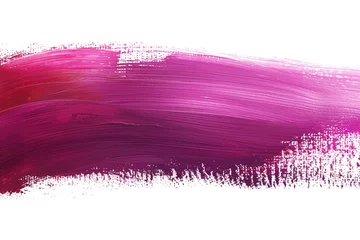 Fotobehang thick pink and purple acrylic oil paint brush stroke on white background isolated, © Sharafat
