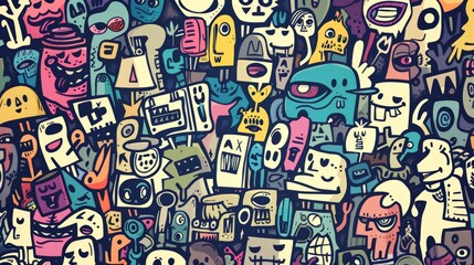 Doodle Style Drawing Figures Pattern Texture Wallpaper Background