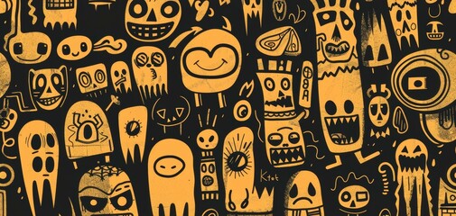 Doodle Style Drawing Figures Pattern Texture Wallpaper Background