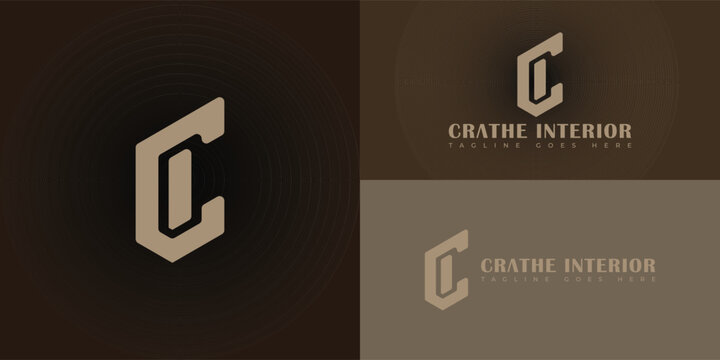 Abstract initial hexagon letter CI or IC logo in soft gold colors isolated on multiple background colors. The logo is suitable for Interior design service logo icons to design inspiration templates.