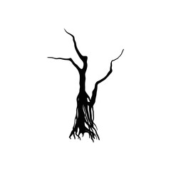 Black Branch Tree or Naked trees silhouettes. Hand drawn isolated illustrations.
