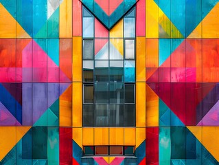 Color Block Architecture,
The bold architecture of a building is highlighted by color blocking, showcasing a dynamic and modern aesthetic through bright, contrasting hues and geometric