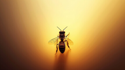Bee in flight against a radiant gradient, symbolizing hope and the warmth of the sun.