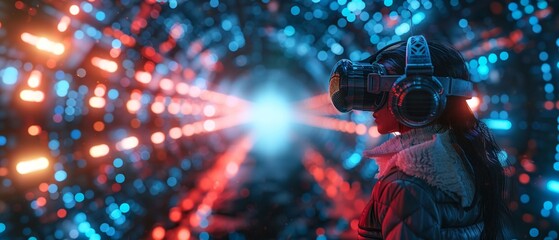 High-speed VR data tunnel experience - obrazy, fototapety, plakaty