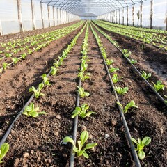 lettuce growing in a greenhouse