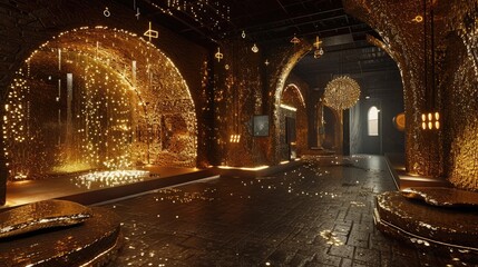 Designers Present Immersive Gold Themed Experience with Interactive Elements Storytelling and Multimedia Technology