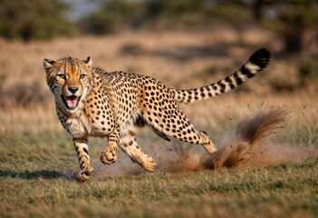 Frozen Moment African Cheetah in Full-Speed