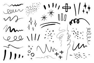 Abstract scribble lines png sticker set, transparent background