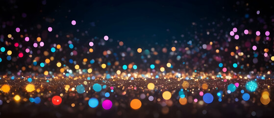 Double exposure abstract background of colorful lights and starry bokeh glitter background