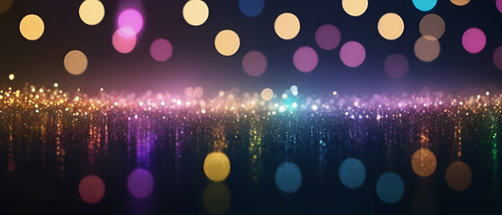 Double exposure abstract background of colorful lights and starry bokeh glitter background