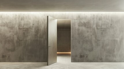 Plain wall with a hidden door seamlessly integrated into the design