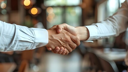 Professional Handshake Sealing a Deal. Concept Business Etiquette, Firm Handshake, Professional Communication - obrazy, fototapety, plakaty