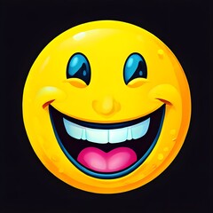 emoji smiley face on a black background 