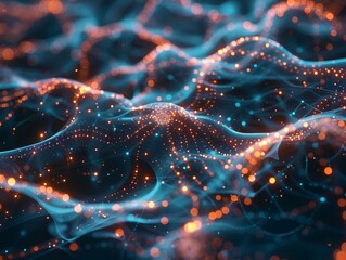 3D AI mind mesh, synaptic flow