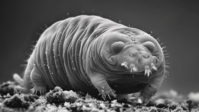 An electron microscope image of a tardigrades extremophiles demonstrating the ability of these microscopic creatures to survive in . AI generation.
