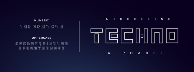 Techno creative simple modern urban alphabet font. Digital abstract futuristic, logo, music, sport, minimal technology typography. Simple numeric vector illustration