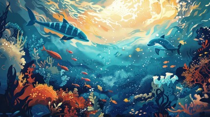 Obraz na płótnie Canvas World Ocean art illustration