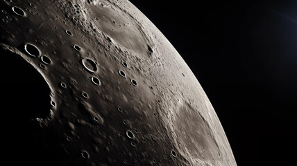 3D scene picture of craters on the moon's surface
