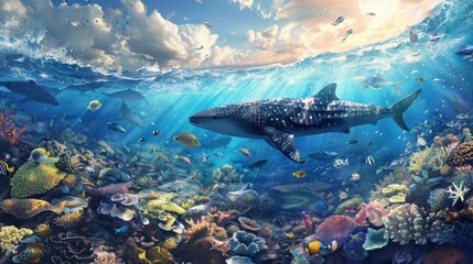 Fototapeta premium World Ocean art illustration