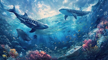 Fototapeta premium World Ocean art illustration