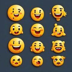 Fototapeta premium set of emojis with emotions