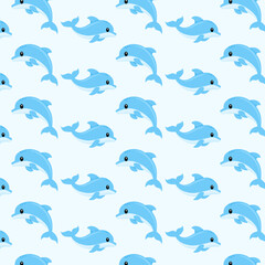 seamless cute dolphin pattern sea animal background illustration