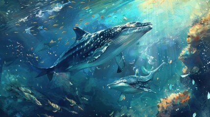 Fototapeta premium World Ocean art illustration