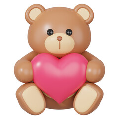 Teddy bear holding heart png 3D Valentine's illustration, transparent background