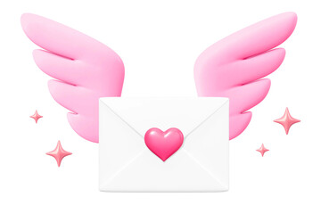 Flying love letter png 3D element, transparent background