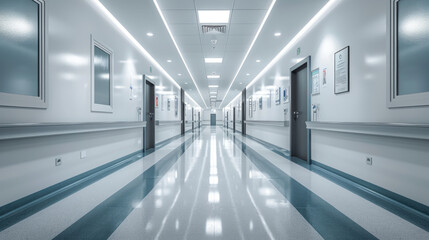 Empty modern hospital corridor background
