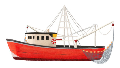 Fishing boat png sticker illustration, transparent background