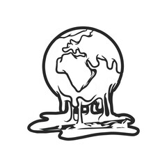 Illustration of melting Earth line art