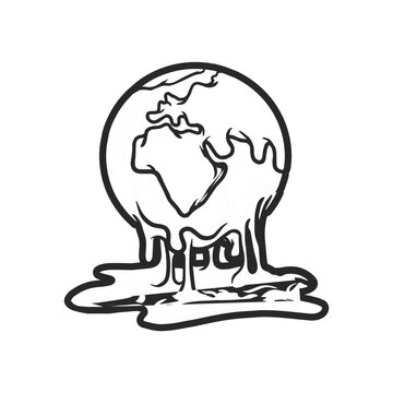 recommend clip art: Illustration of melting Earth line art