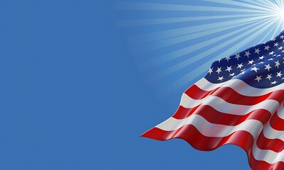3D Illustration of American Celebration Day Banner with Copy Space, Veterans Day, Memorial Day, Independence Day, Patriot Day, Flag Day